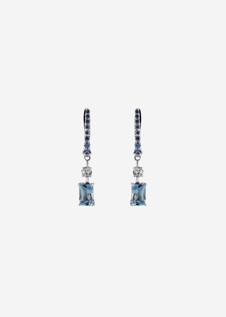 white gold earrings with topazes, premium cubic zirconias and crystals