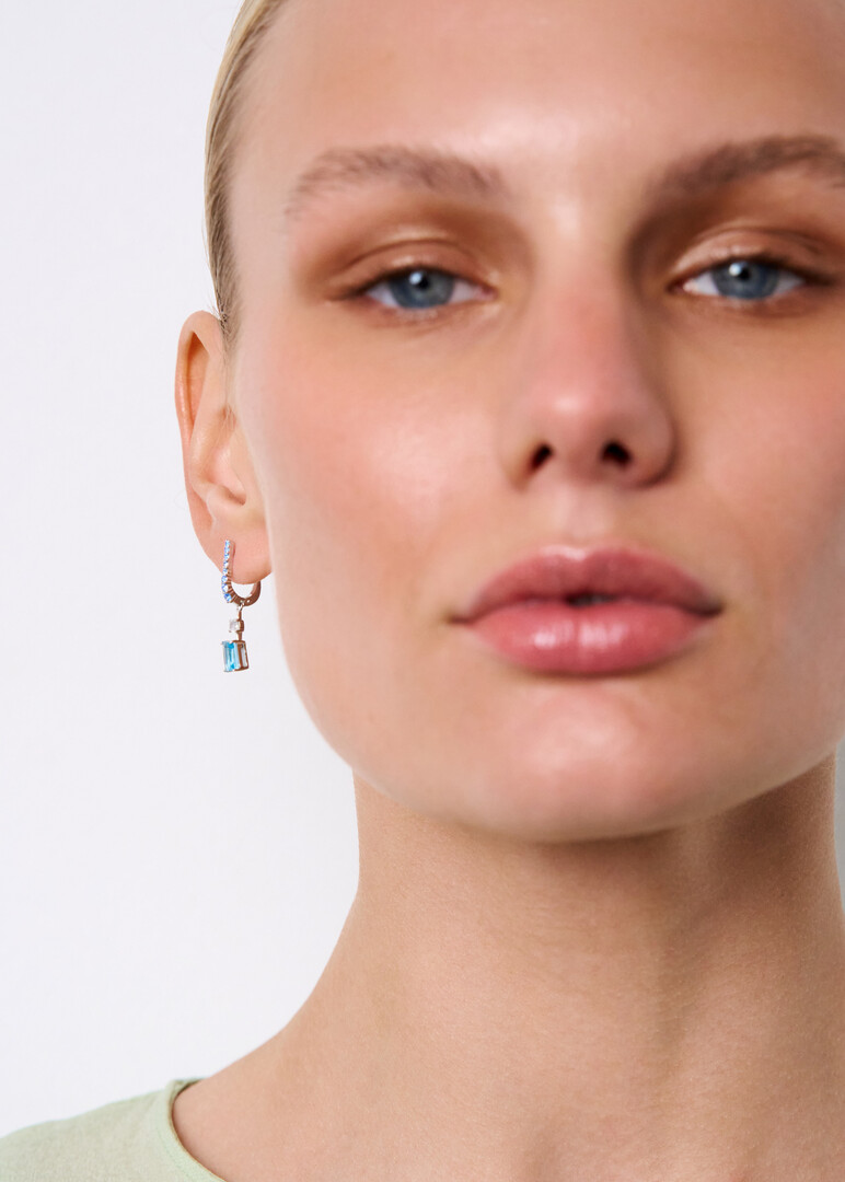 white gold earrings with topazes, premium cubic zirconias and crystals
