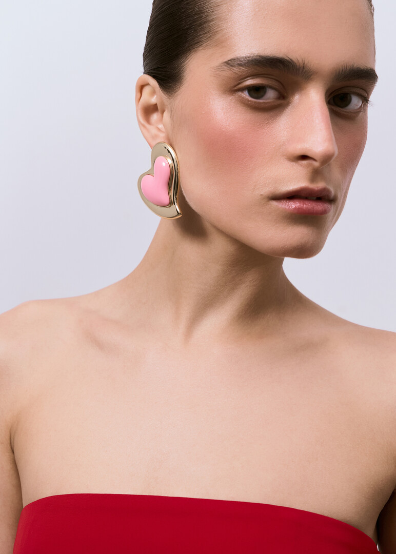 Позолоченные серьги HEARTFELT PINK