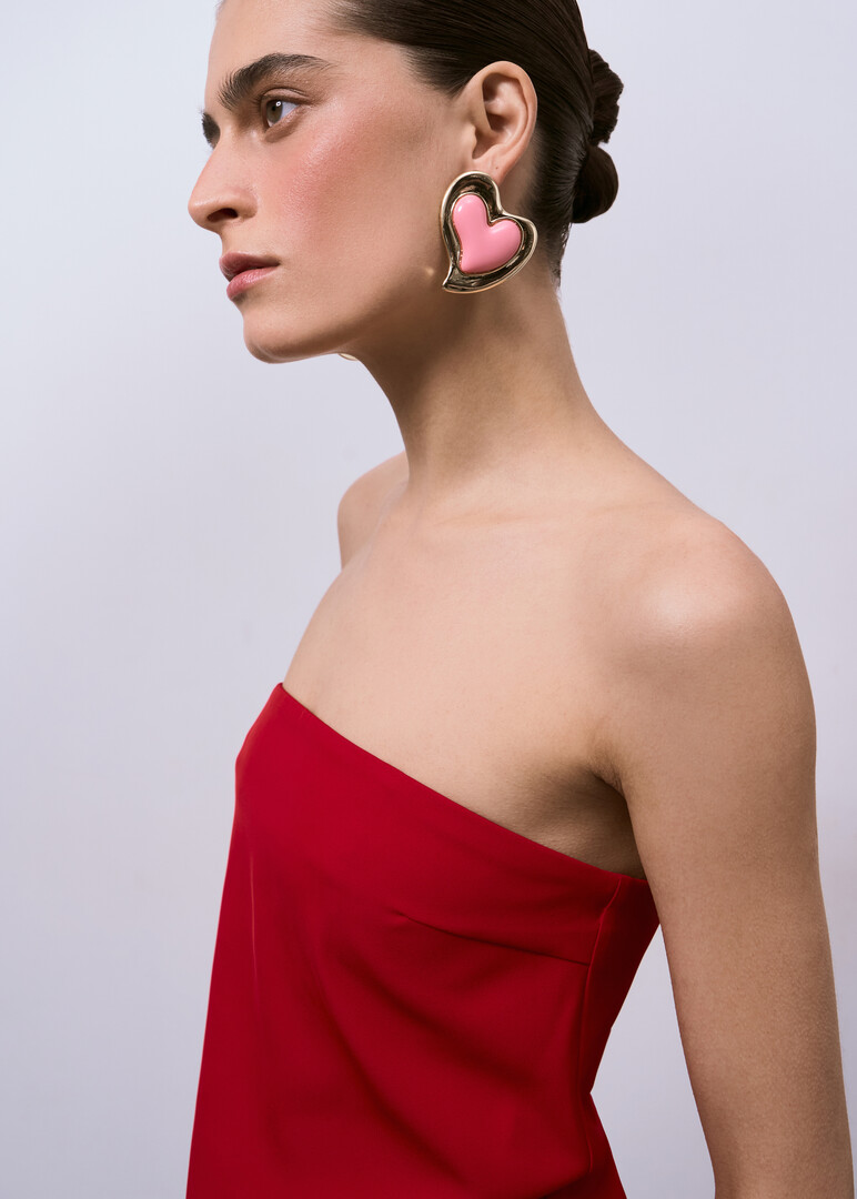 Позолоченные серьги HEARTFELT PINK