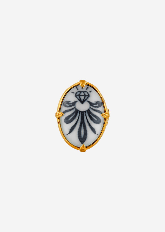 Кольца с крупной вставкой Gem Kingdom Позолоченное кольцо с голубым акрилом