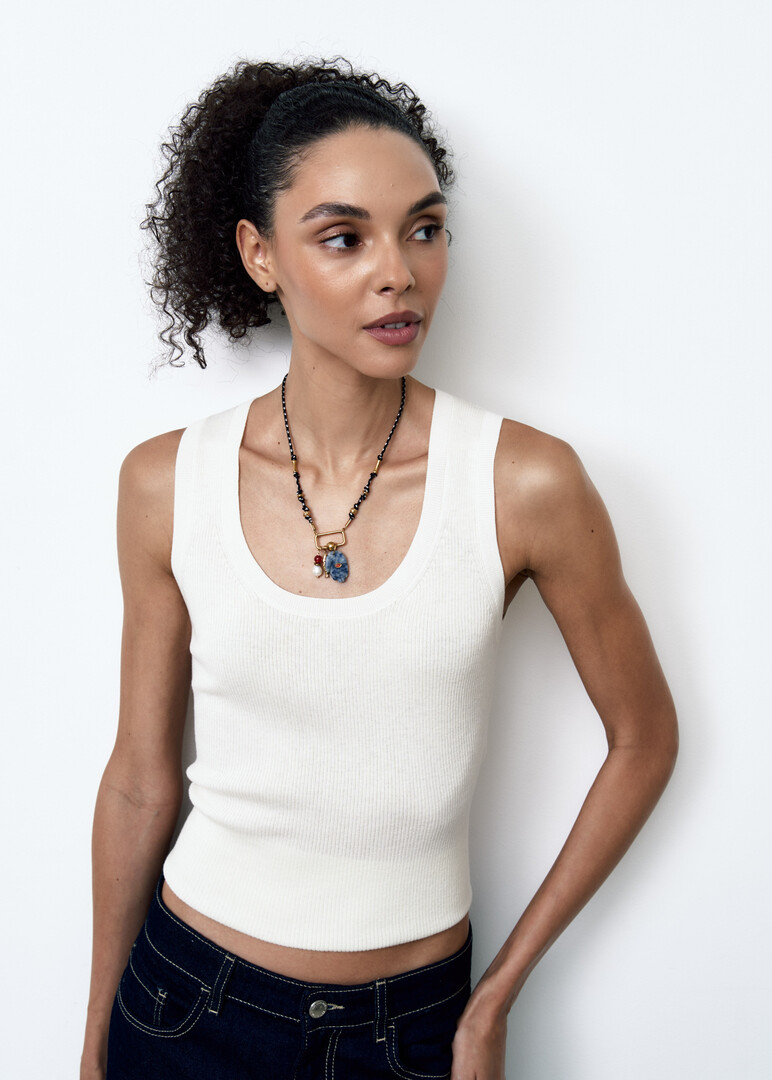 Gold-Plated Talisa Talisman Necklace, Black