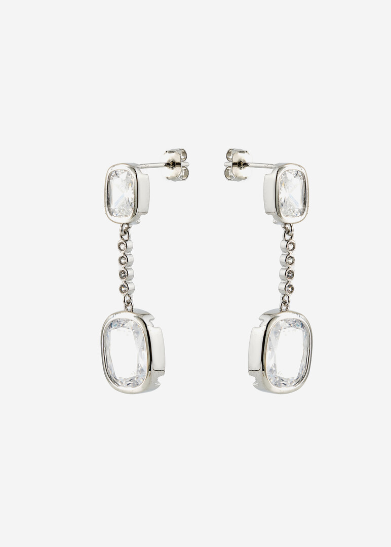 Earrings with oval crystals on a chain