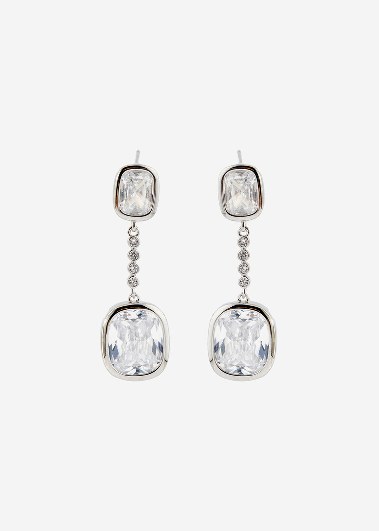 Earrings with oval crystals on a chain