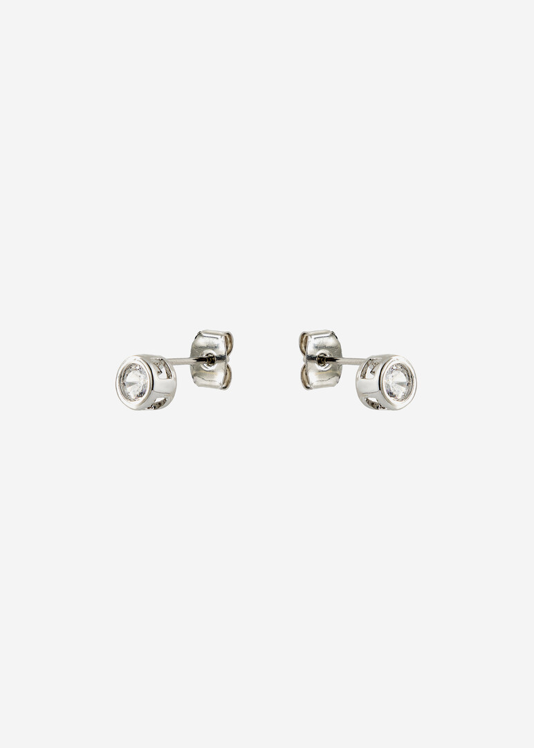 silvery studs with round crystals