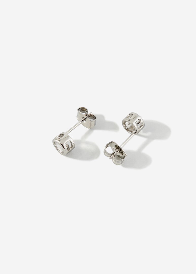 silvery studs with round crystals