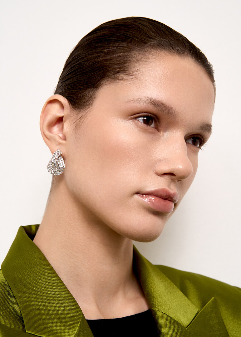 silver earrings with crystals