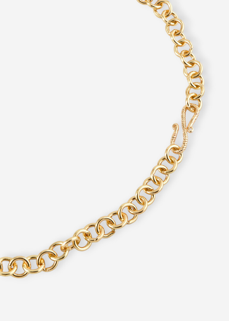 Necklace made of brass with pendants made of natural stones