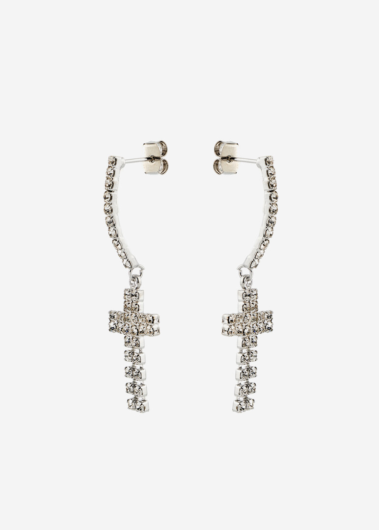 Серьги-кресты из кристаллов