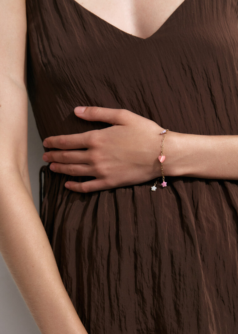 Bracelet made of brass with mother of pearl