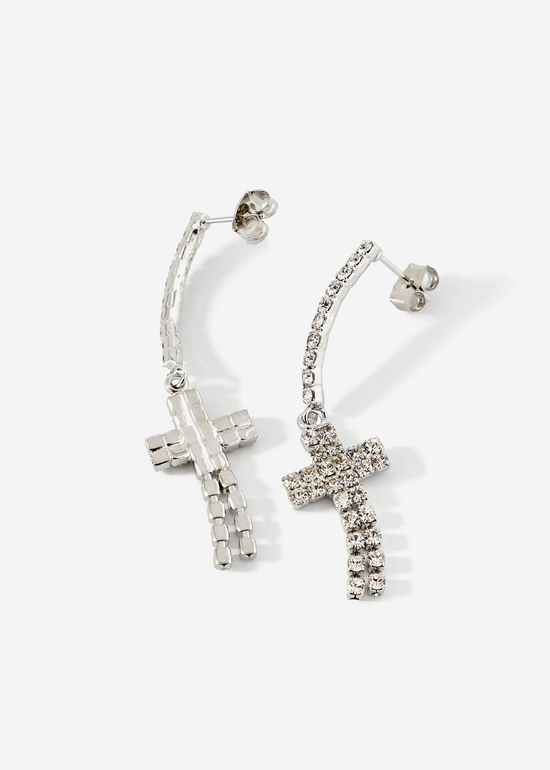 Серьги-кресты из кристаллов
