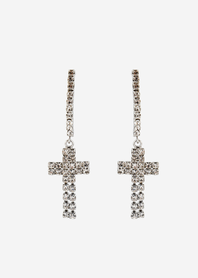 Серьги-кресты из кристаллов