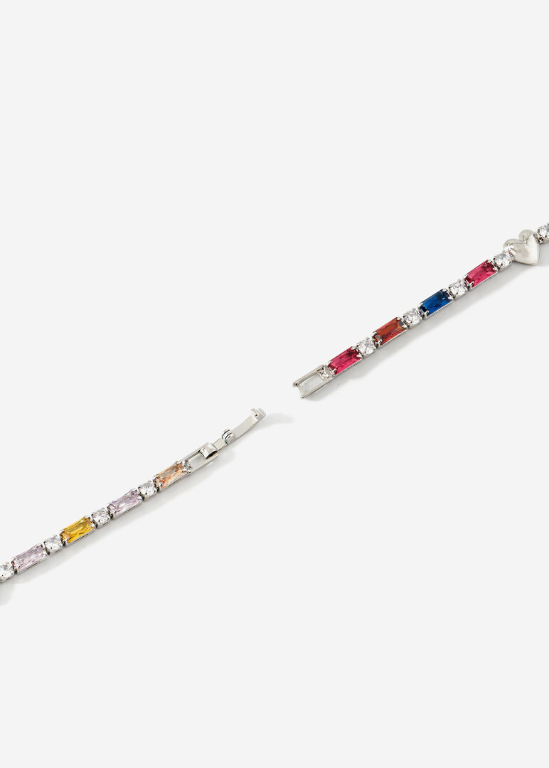Bracelet with hearts and multicolored crystals