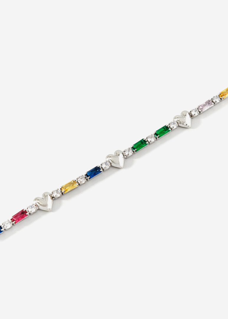 Bracelet with hearts and multicolored crystals