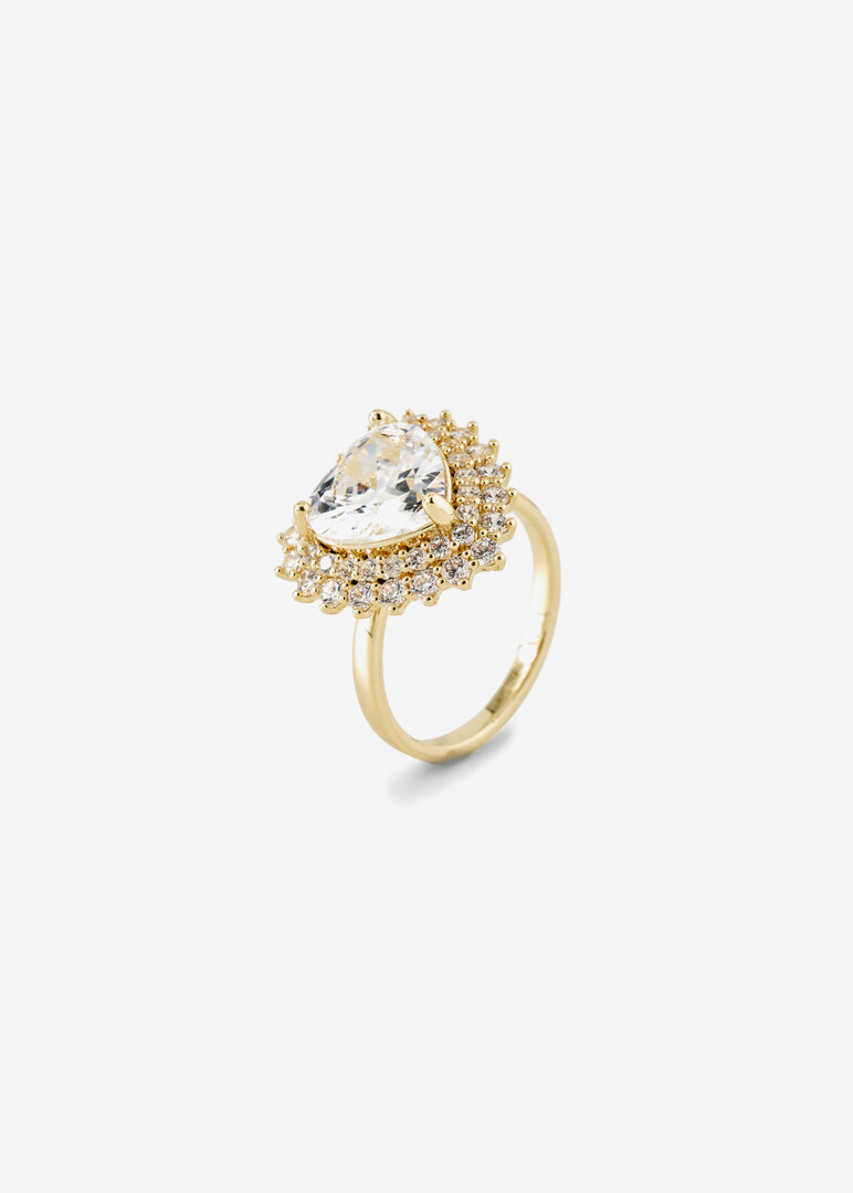 A ring with a crystal heart