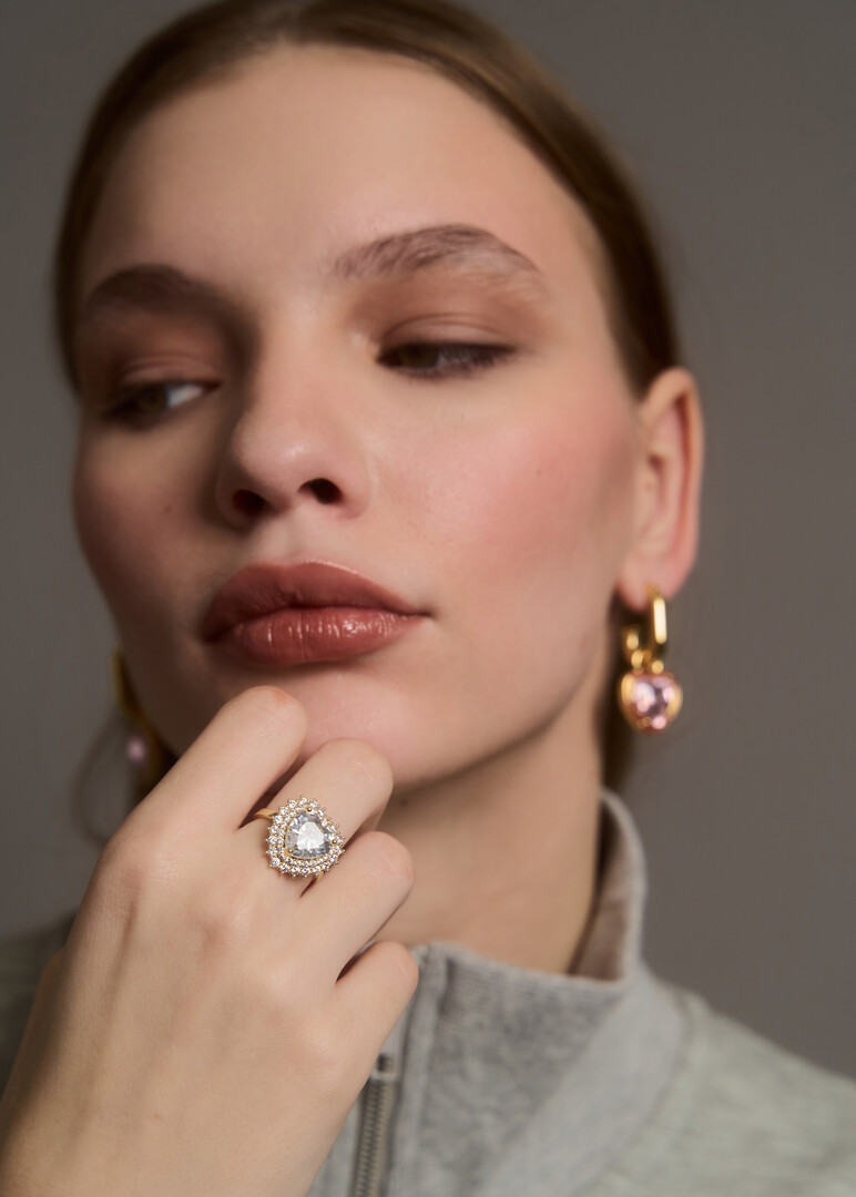 A ring with a crystal heart