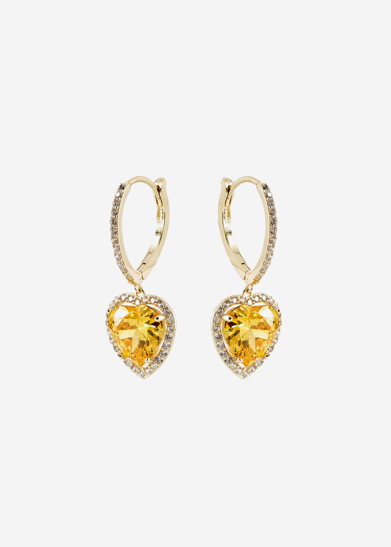 Earrings with yellow crystal hearts