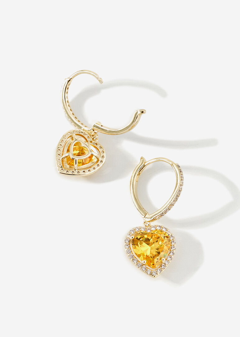 Earrings with yellow crystal hearts