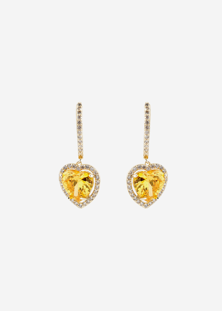 Earrings with yellow crystal hearts