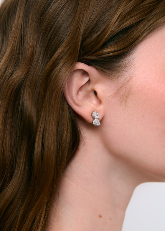 Пусеты Herald Percy Серебристые двойные серьги-капли