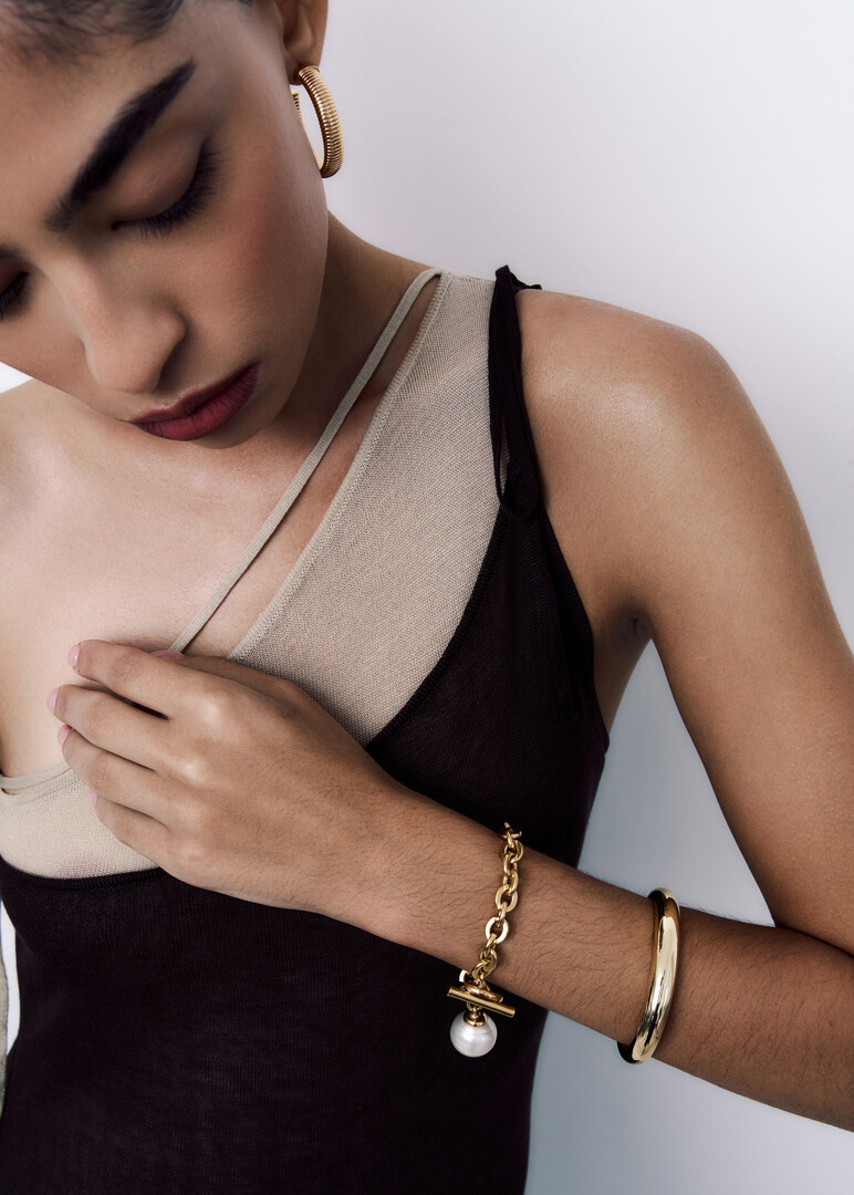 Gold plated thin cuff bracelet