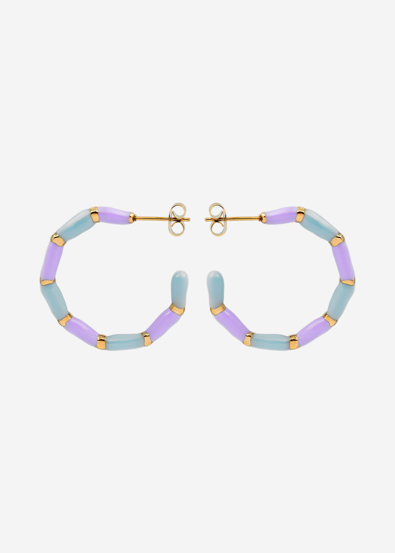 KIRA Enamel Hoop Earrings Pastel Violet & Blue