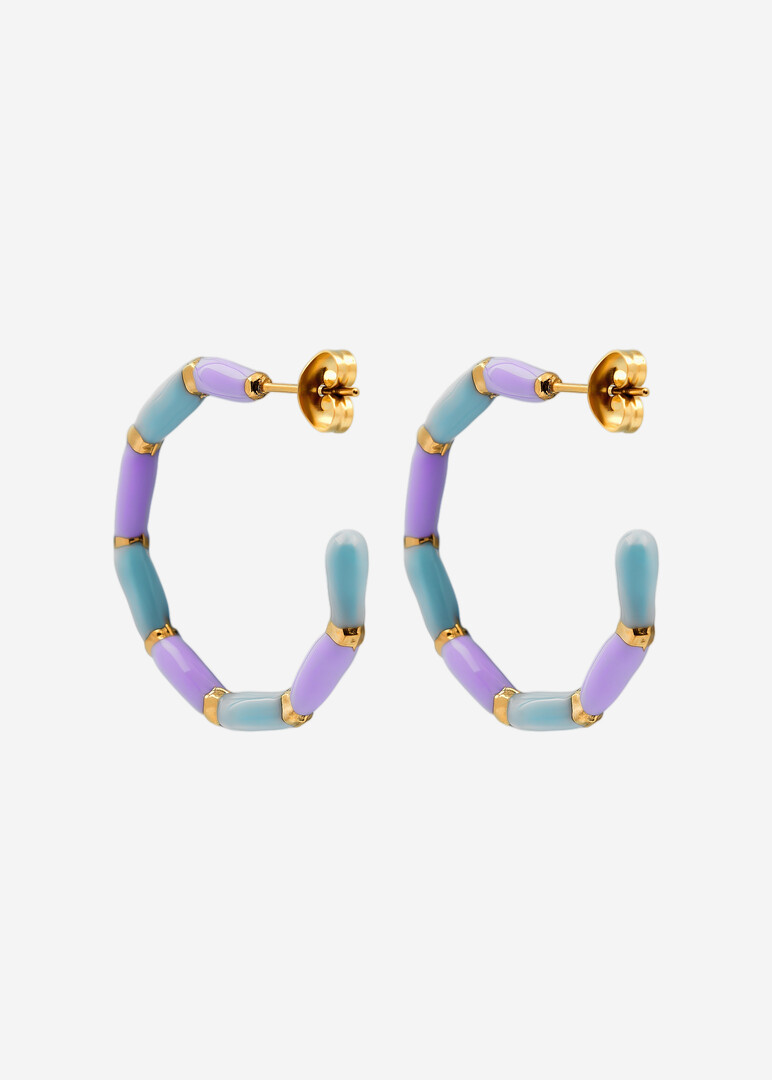KIRA Enamel Hoop Earrings Pastel Violet & Blue