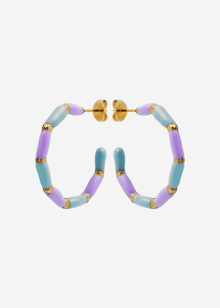 KIRA Enamel Hoop Earrings Pastel Violet & Blue
