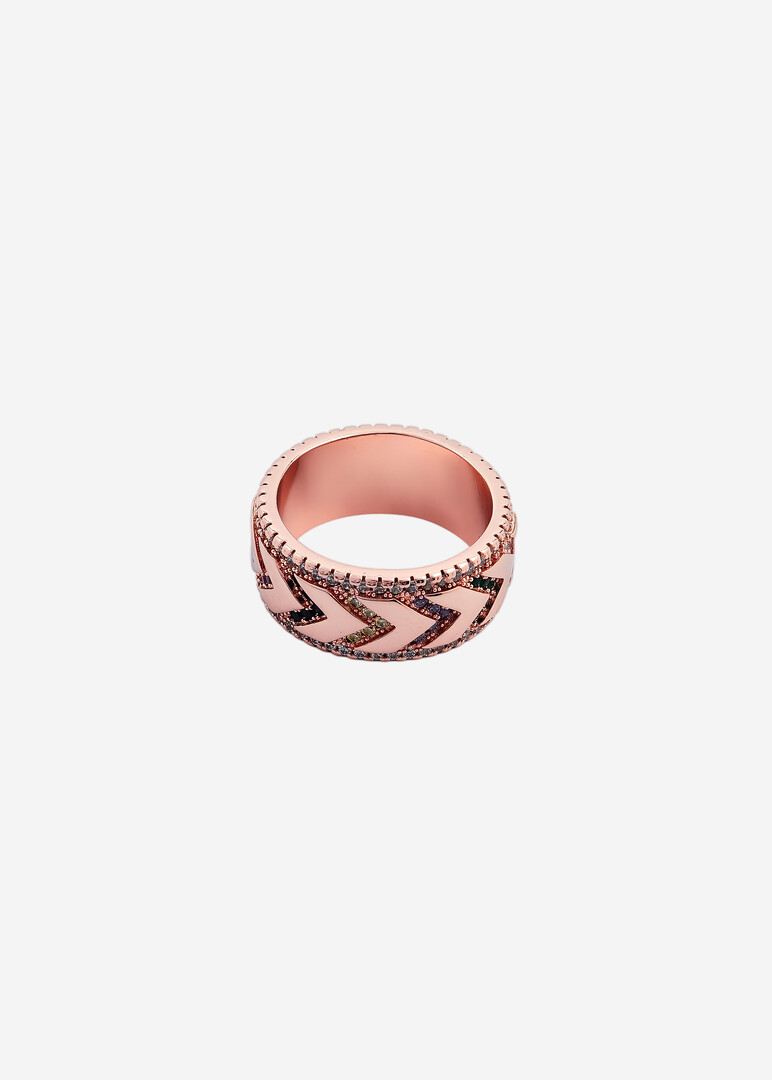 rose gold-tone ring with colorful stones