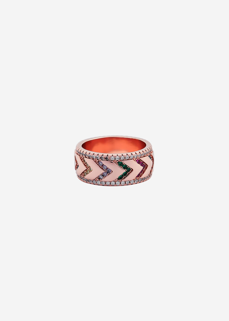 rose gold-tone ring with colorful stones