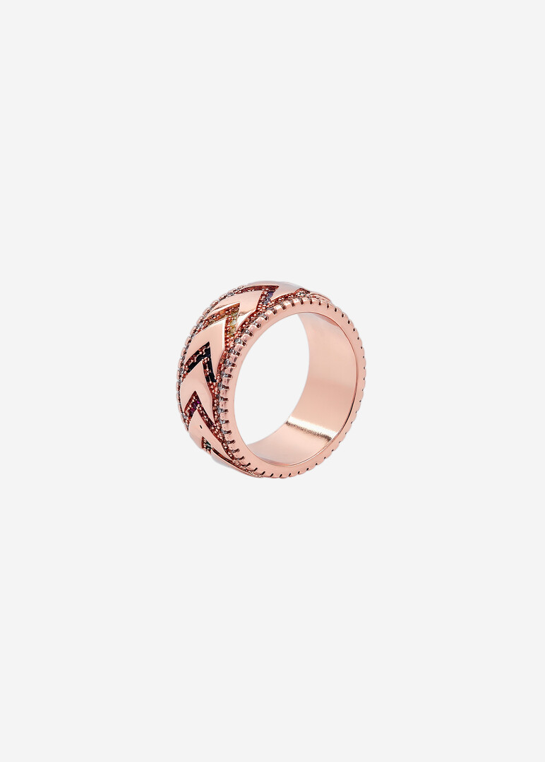 rose gold-tone ring with colorful stones