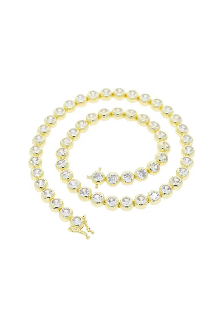 Gold-tone Necklace with Round Details & crystals