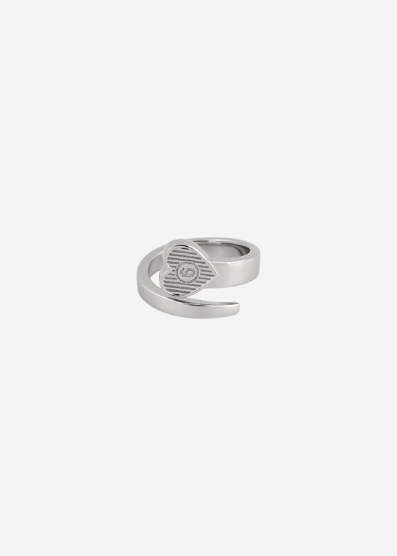 Тонкие кольца MM6 Maison Margiela Серебристое кольцо с сердцем