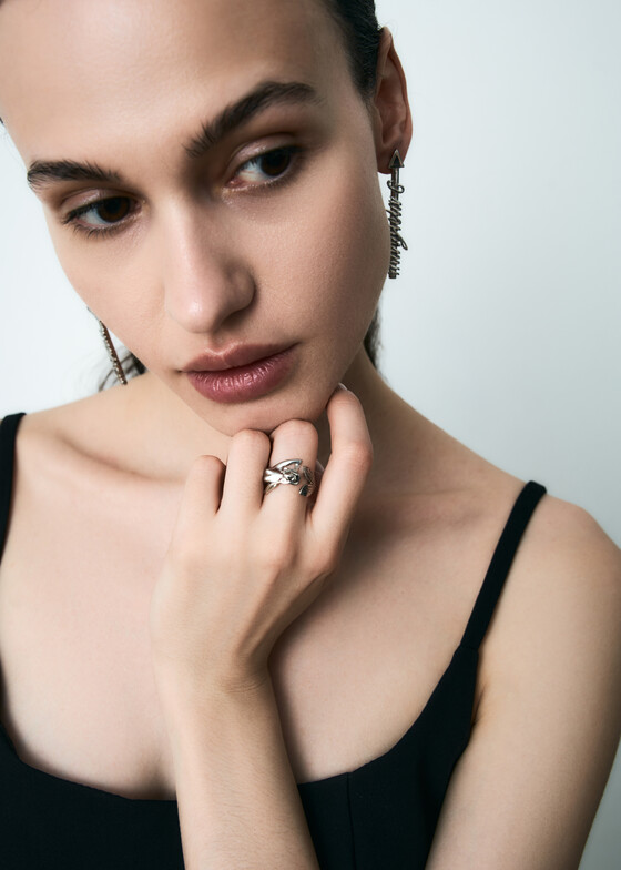 Открытые кольца MM6 Maison Margiela Серебристое кольцо MERMAID