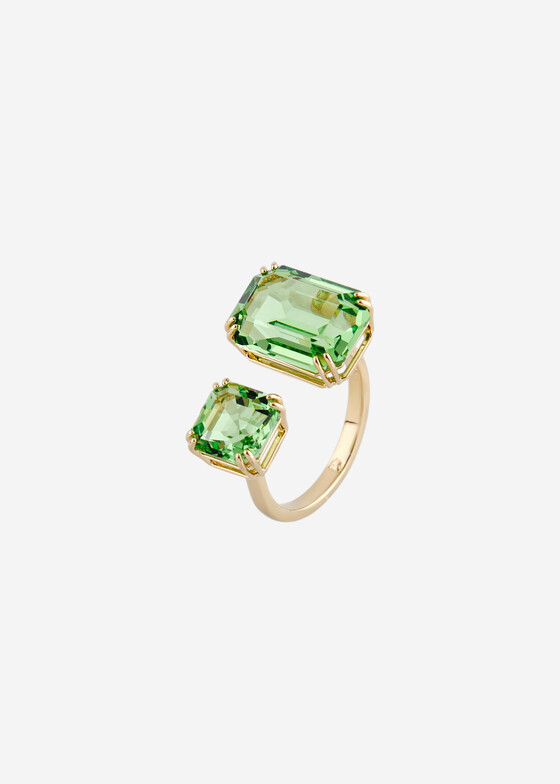 Открытые кольца Swarovski Позолоченное кольцо Millenia с зелеными кристаллами