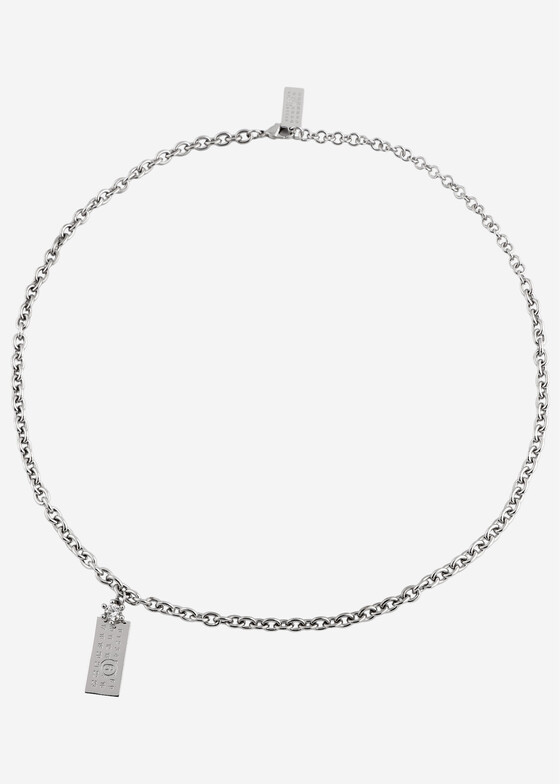 Кулоны и подвески MM6 Maison Margiela Серебристое колье-цепь с подвеской