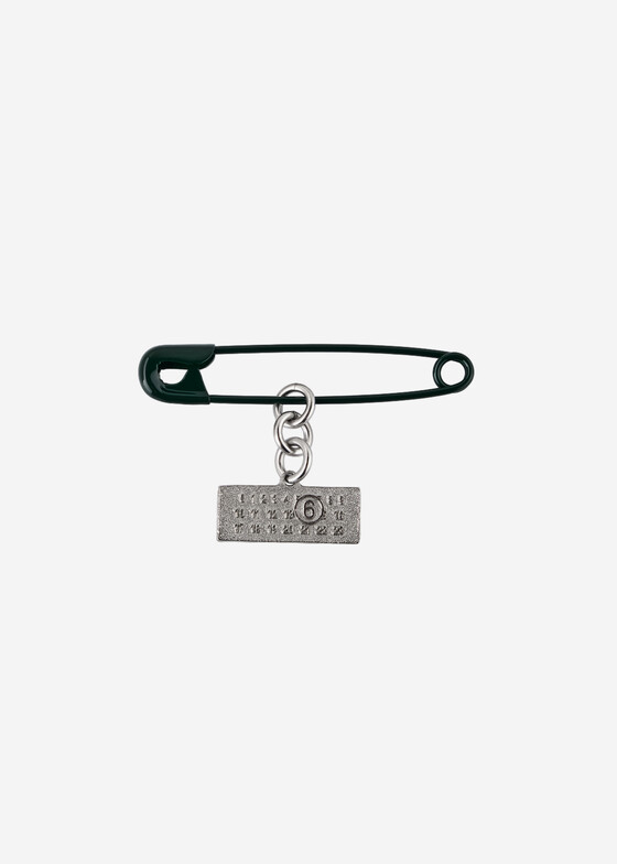 Броши MM6 Maison Margiela Зелёная брошь Safety Pin