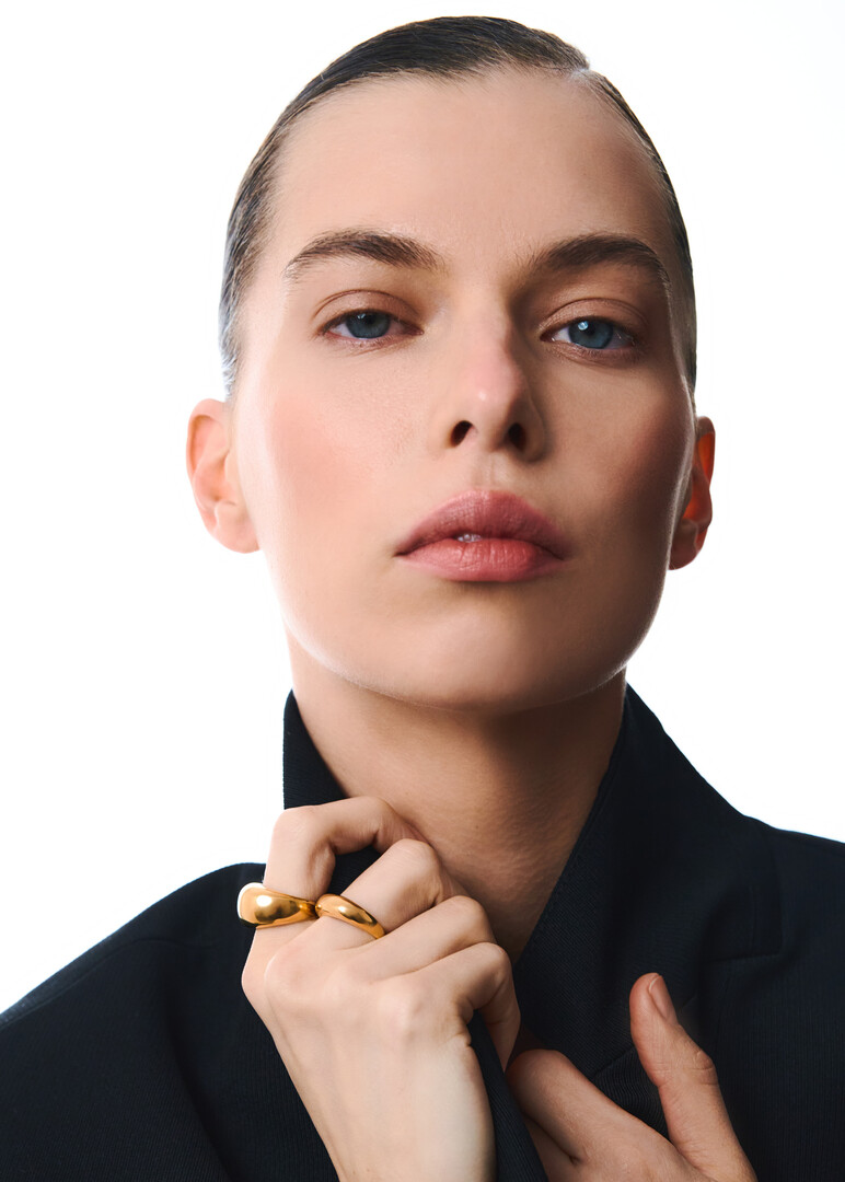 gold-plated silver ring with black diamond Kate