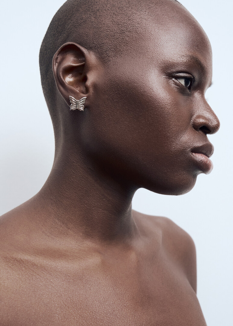 silver-tone asymmetric crystal earrings CROSS