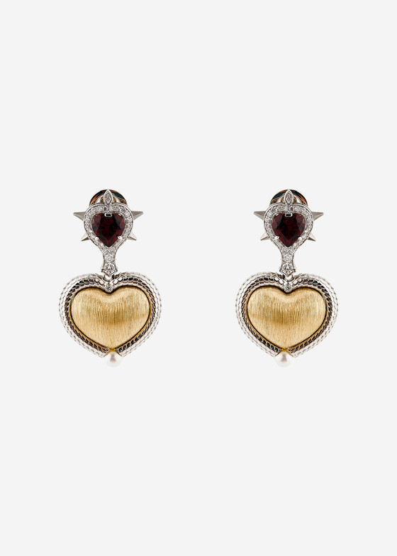 Серьги с подвесами COBRA JEWELRY Серьги из золота с бриллиантами, гранатами и культивированным жемчугом