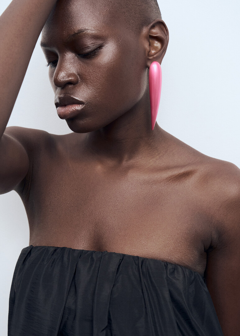 brass pink enamel earrings Nail