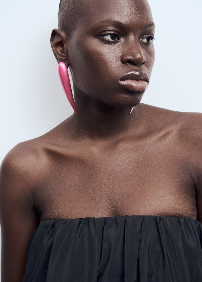 brass pink enamel earrings Nail