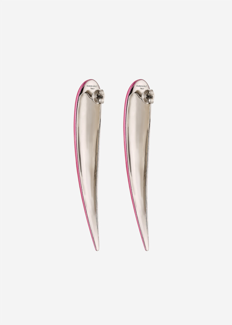 brass pink enamel earrings Nail