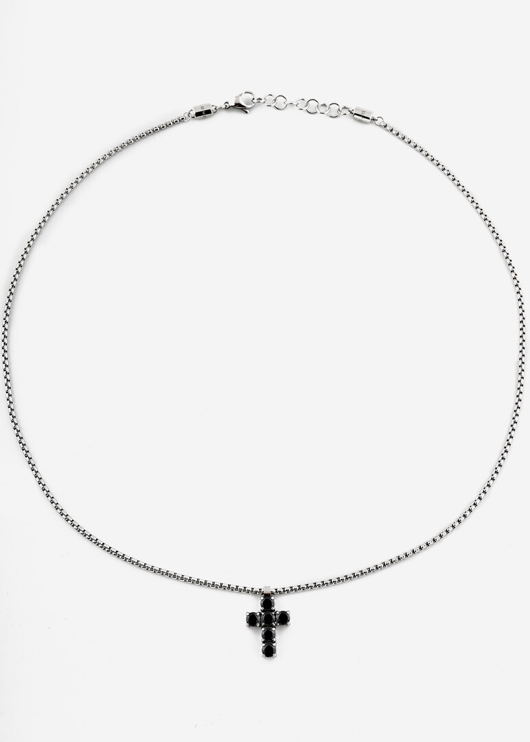 silver-tone black cubic zirconia necklace AVANTGARDE