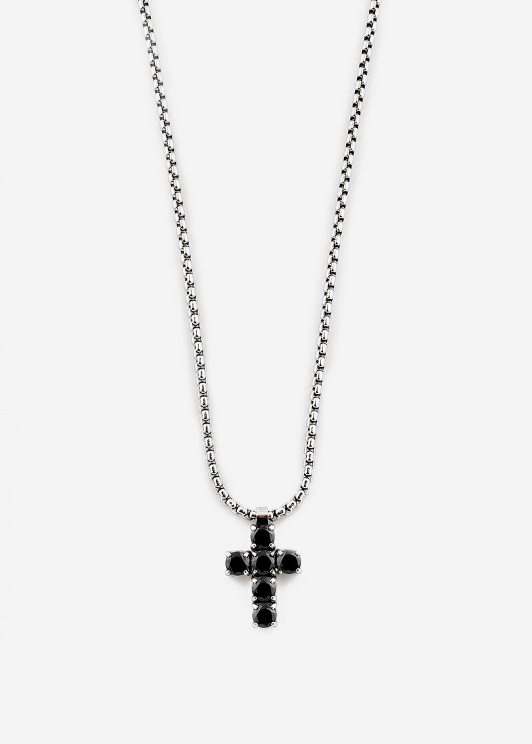 silver-tone black cubic zirconia necklace AVANTGARDE