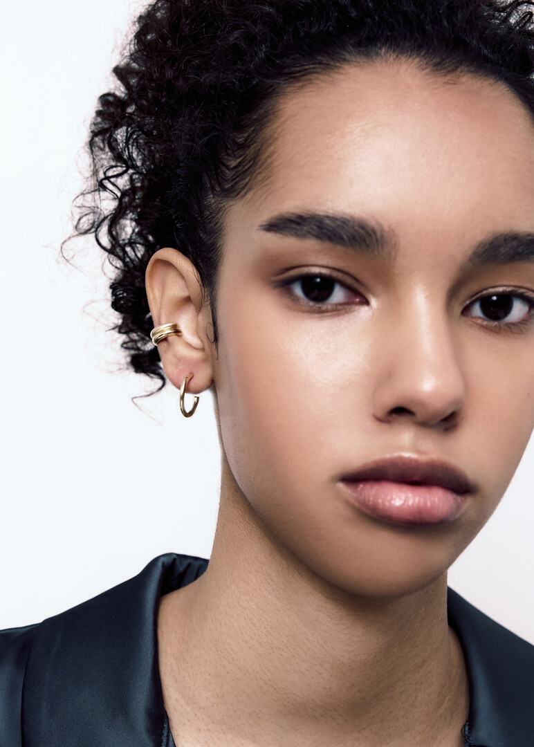 gold-plated silver TWINS cuff earrings