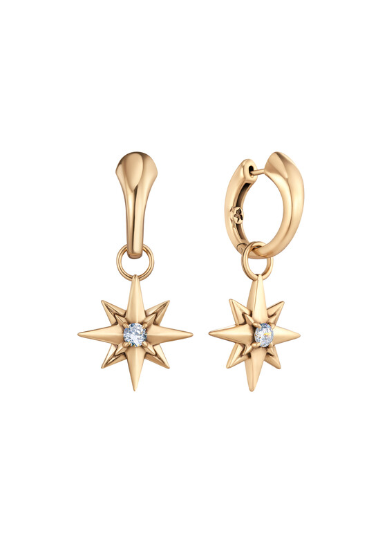 Серьги-кольца Fiore di Firenze Серьги-кольца VELOCITA Del VENTO из латуни с подвеской с фианитом