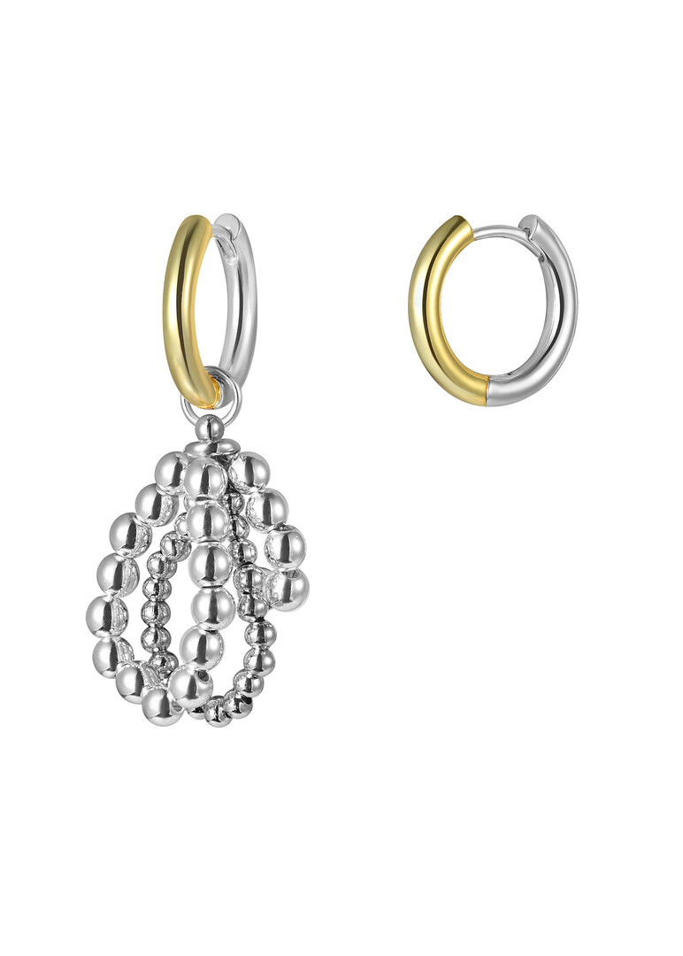 bicolor asymmetric earrings Silver Structure