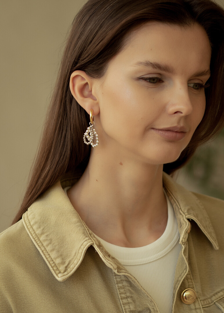 bicolor asymmetric earrings Silver Structure