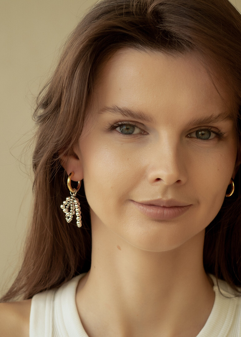 bicolor asymmetric earrings Silver Structure